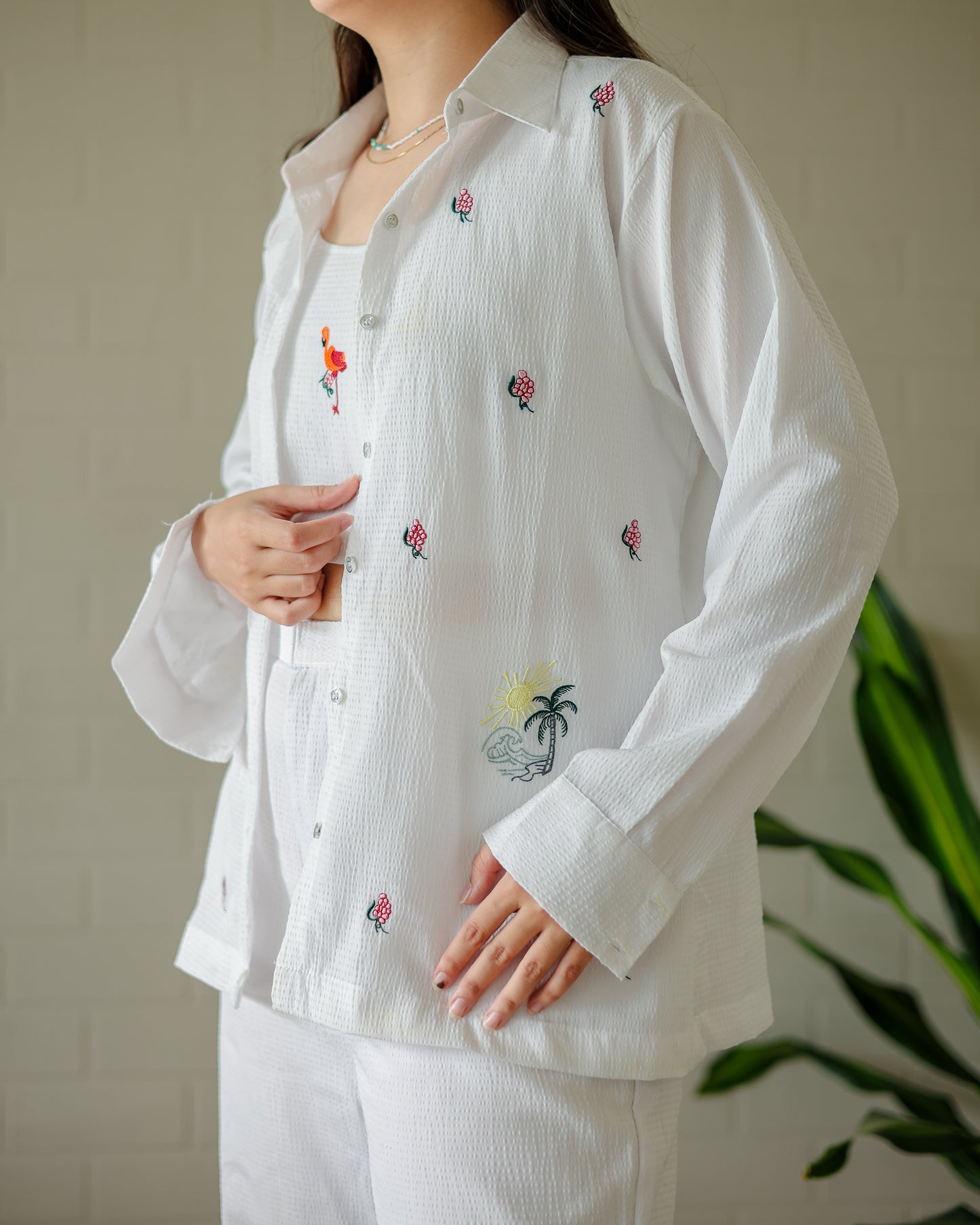 Everblooming White Embroidery 3 piece Set